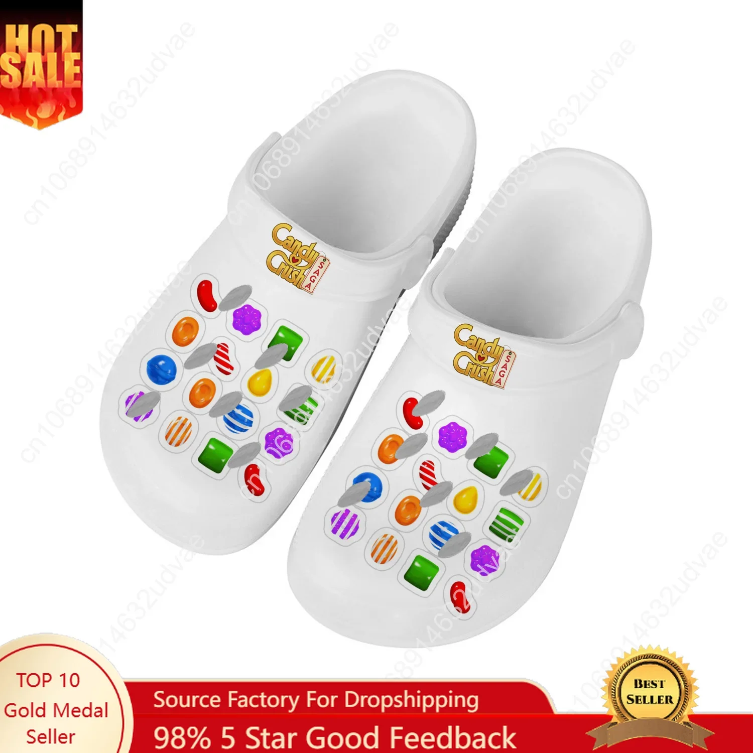 Candy Crush Saga Water Shoes Mens Womens High Quality Fashion Home Garden Clogs Customizd Sandals Beach Breathable Hole Slippers