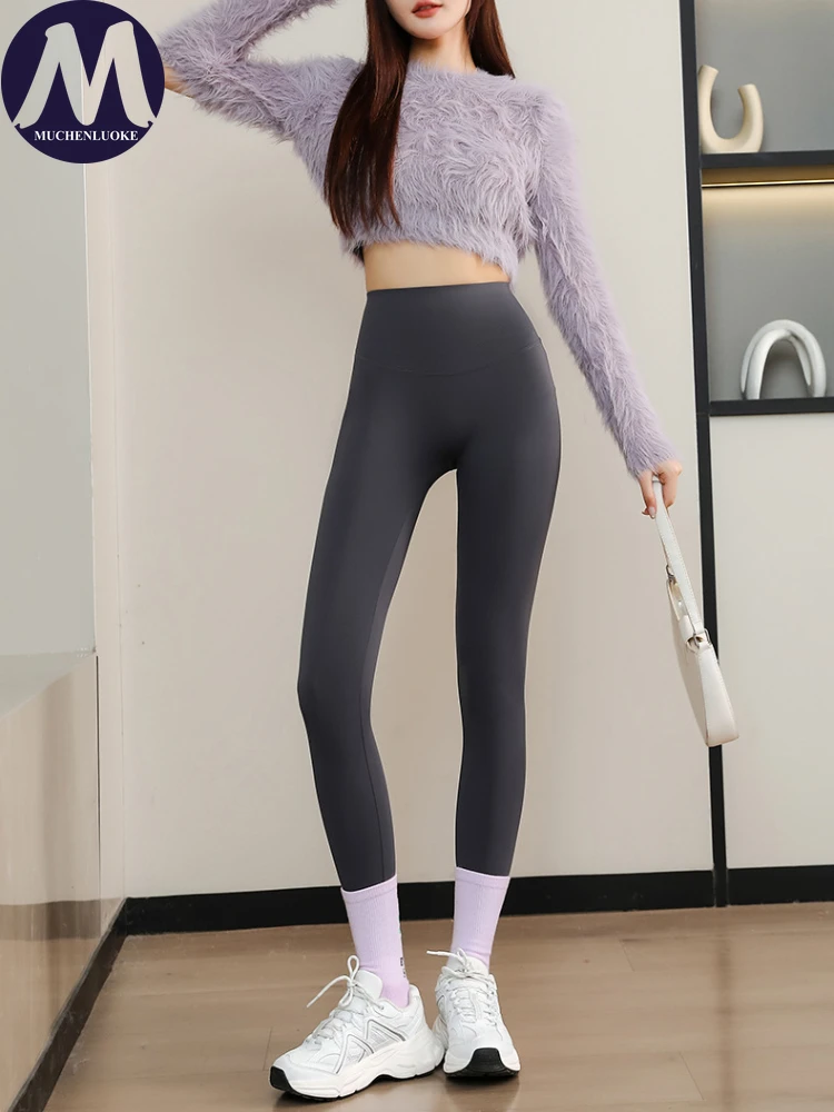 Collants de dehors en Velours pour Femme, Leggings de Levage de l'Abdomen, Pantalon de Survêtement de Yoga Slim Fit à la Mode, Nouvelle Collection Automne Hiver 2024