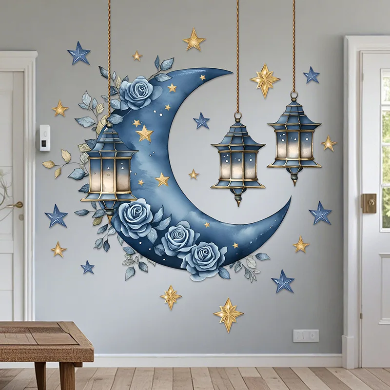 

New Middle Eastern Festival Decoration Stickers Star Moon Wall Decor Bathroom Self Adhesive Wall Stickers Room Decor