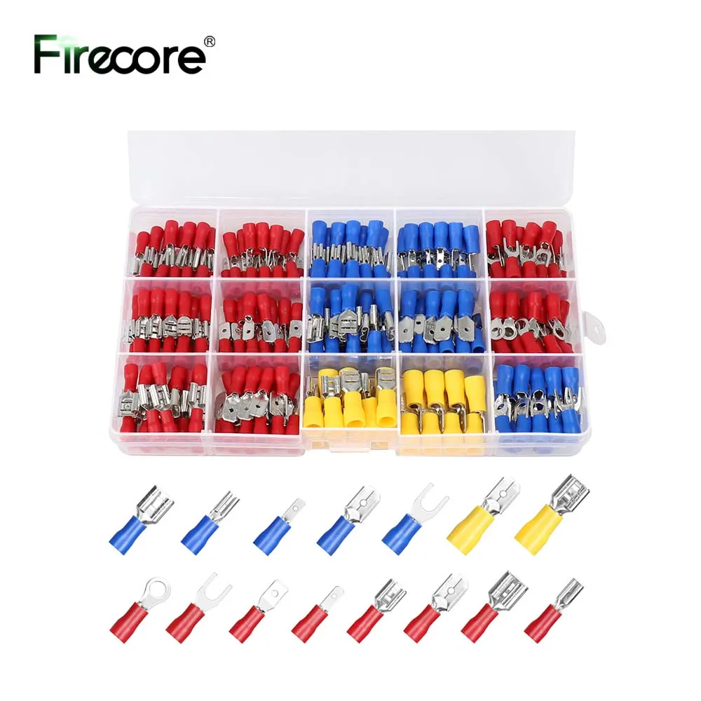 FIRECORE 280pcs/840pcs Insulated Cold Pressed Terminal AWG 22-10 0.5mm²~6.0mm² for Crimping Pliers Connectors Set Crimp Terminal