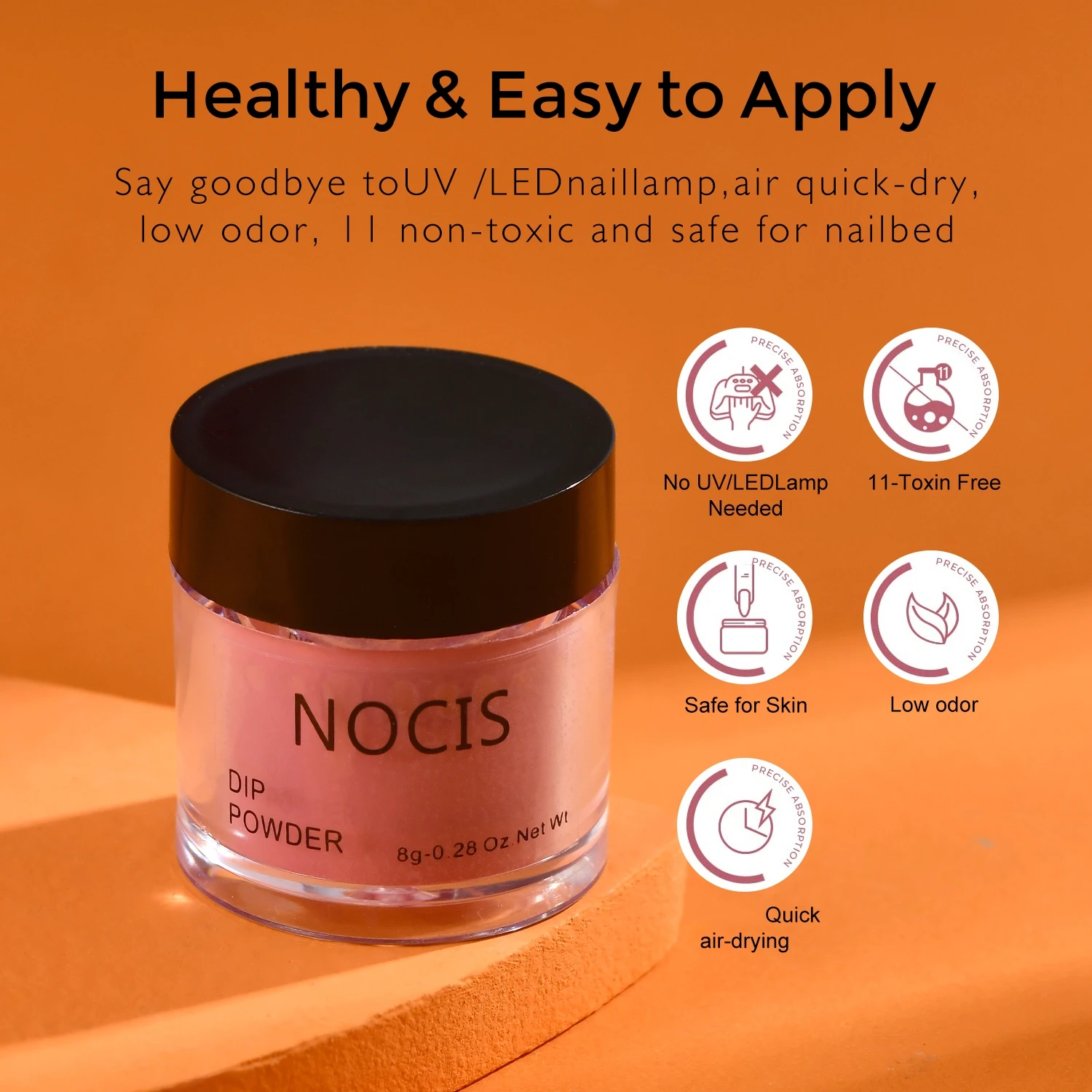 Dip Powder Nail Kit 6 Colors No UV LED Lamp Needed Quick Drying 11-Free Non-Toxic Long Lasting 21+ Days Lightweight Easy 6-Step