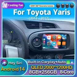 Android 14 Carplay Car Radio For Toyota Yaris 2012 2013 2014 2015 2016 2017 Navigation GPS Multimedia Player stereo wifi BT Auto