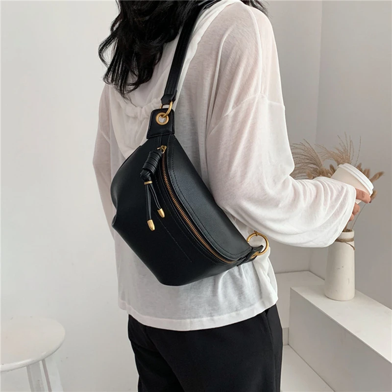 Women Waist Packs White Purse Leather Fanny Letter Belt Bags Shoulder Messenger Female Wallet Fashion Chest Crossbody Bag Pouch