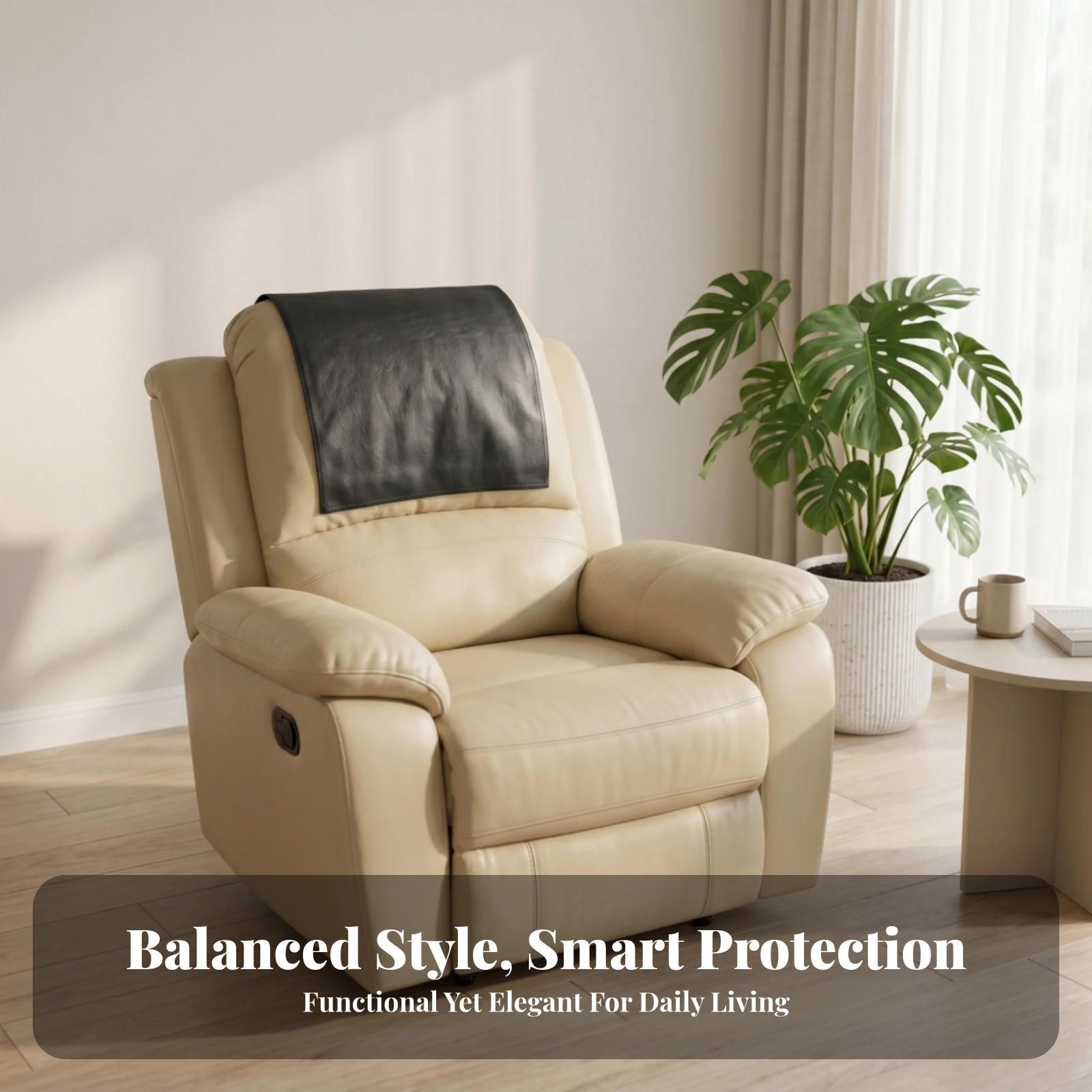 Recliner Headrest Protector Rectangular Recliner Headrest Cover Furniture Guard Smooth Textured Grain
