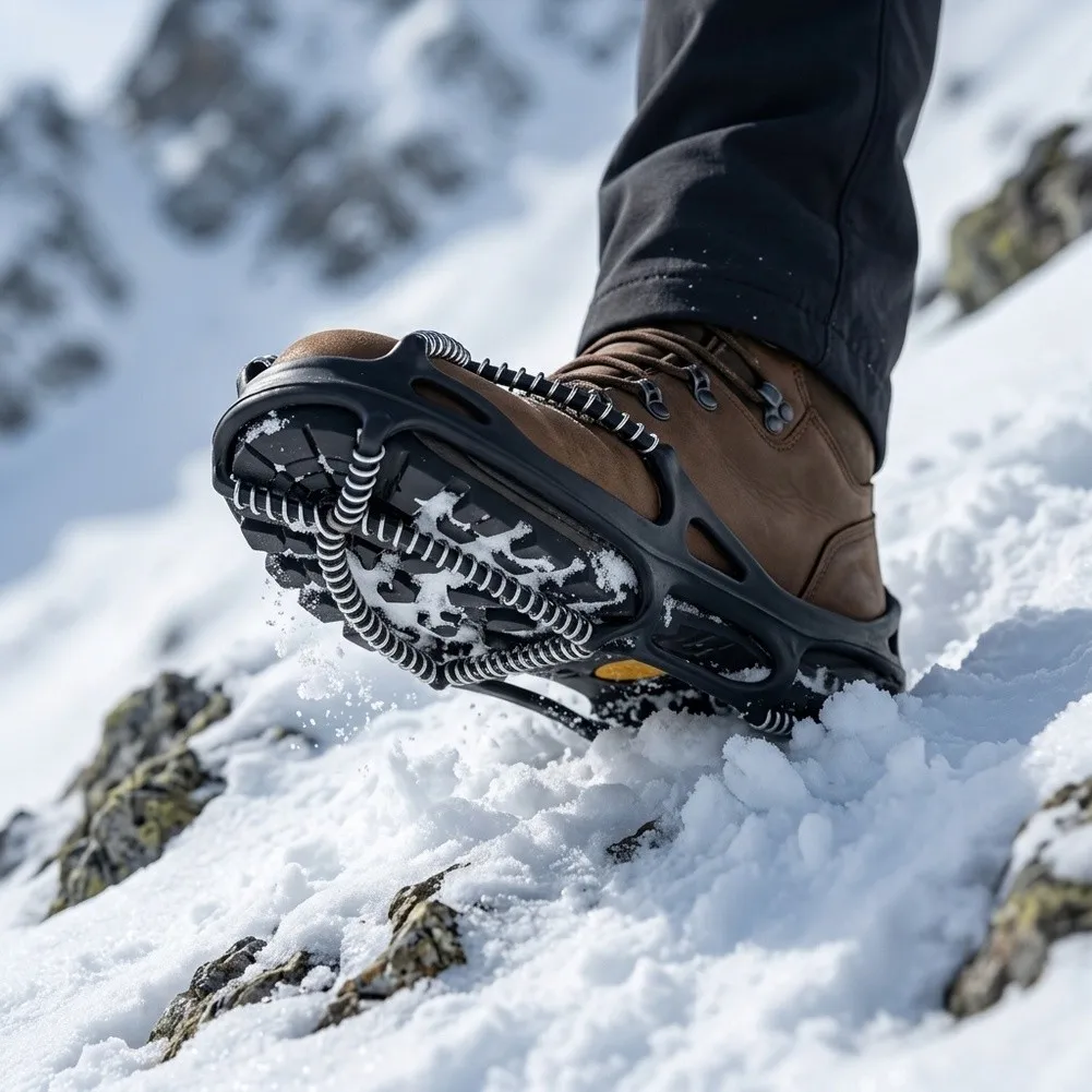 High Elasticity Silicone Shoe Covers with Steel Spring Coils for All Round Ice For Snow Grip Size 35-44 1 Pair Black 120g