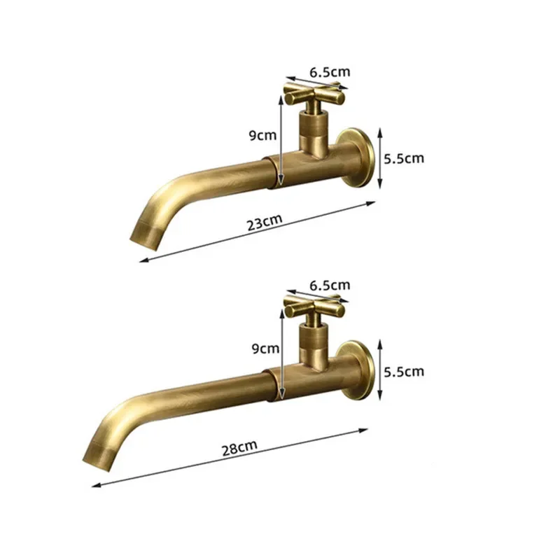 

Wall Mounted Single Handle Brass Faucet Single Cold Stream Sprayer Basin Sink Antique Outdoor Tap for Garden Kitchen