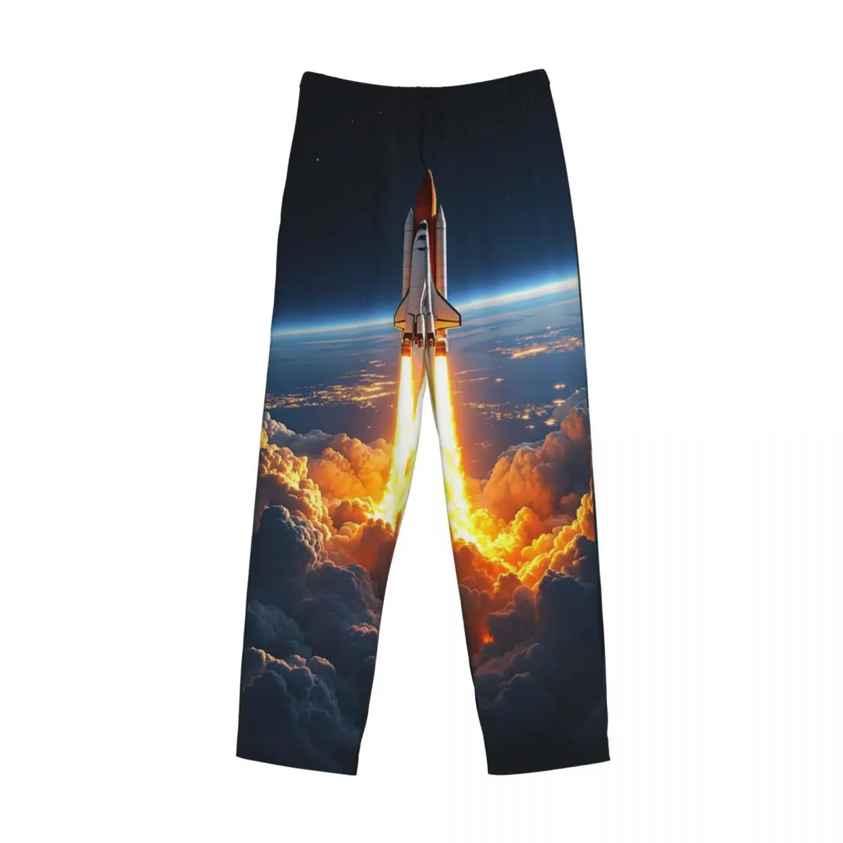 Custom Space Shuttle Rocket Pajama Pants Men Sleepwear Sleep Lounge Bottoms with Pockets