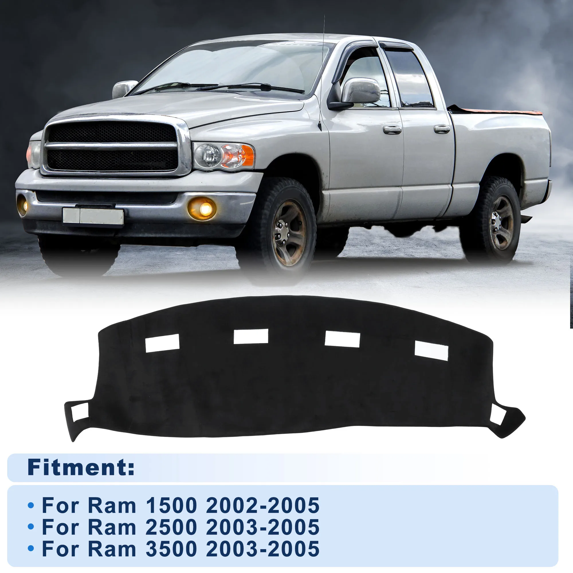 

UXCELL Dash Cover for Ram 1500 2002-2005 for Ram 2500 2003-2005 Flannel Black 1 set