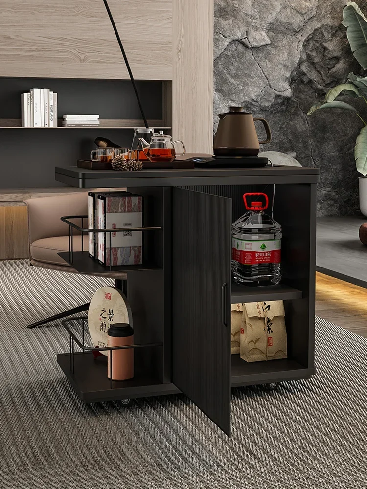 Movable coffee table trolley living room multi-functional tea cabinet balcony small tea table sofa wrought iron side cabinet