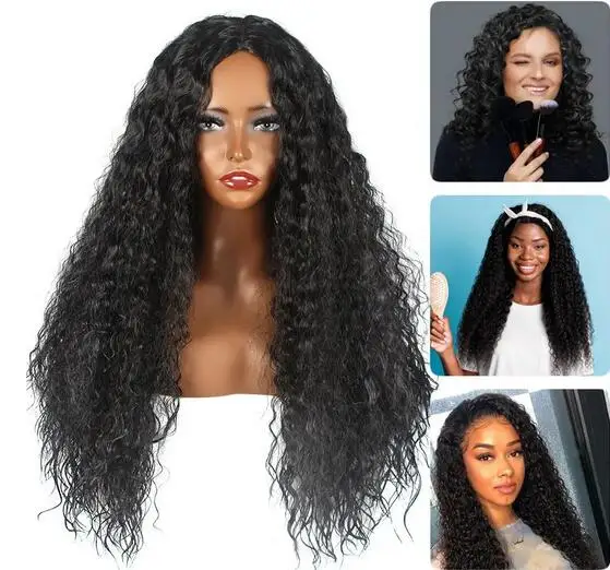 

Women's Fashion Wig Black Mid-Section Winding Tube Long Hair Small Curly African New Wavy Curly Wig