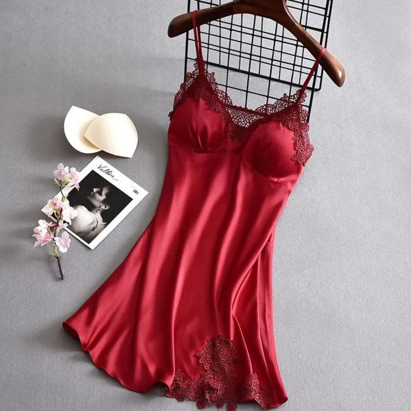 

Sexy Suspender Pajamas With Breast Women Summer Nightdress Korean Fashion Sleep For Sleeping Slim Silk Home Dress Clothes Female