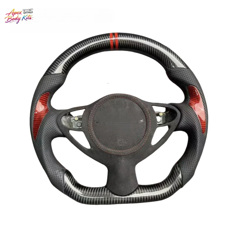 for Nissan Sylphy 350z Teana Racing Sport Flat Bottomed Carbon Fiber Leather Steering Wheel Upgrade Customized Modification