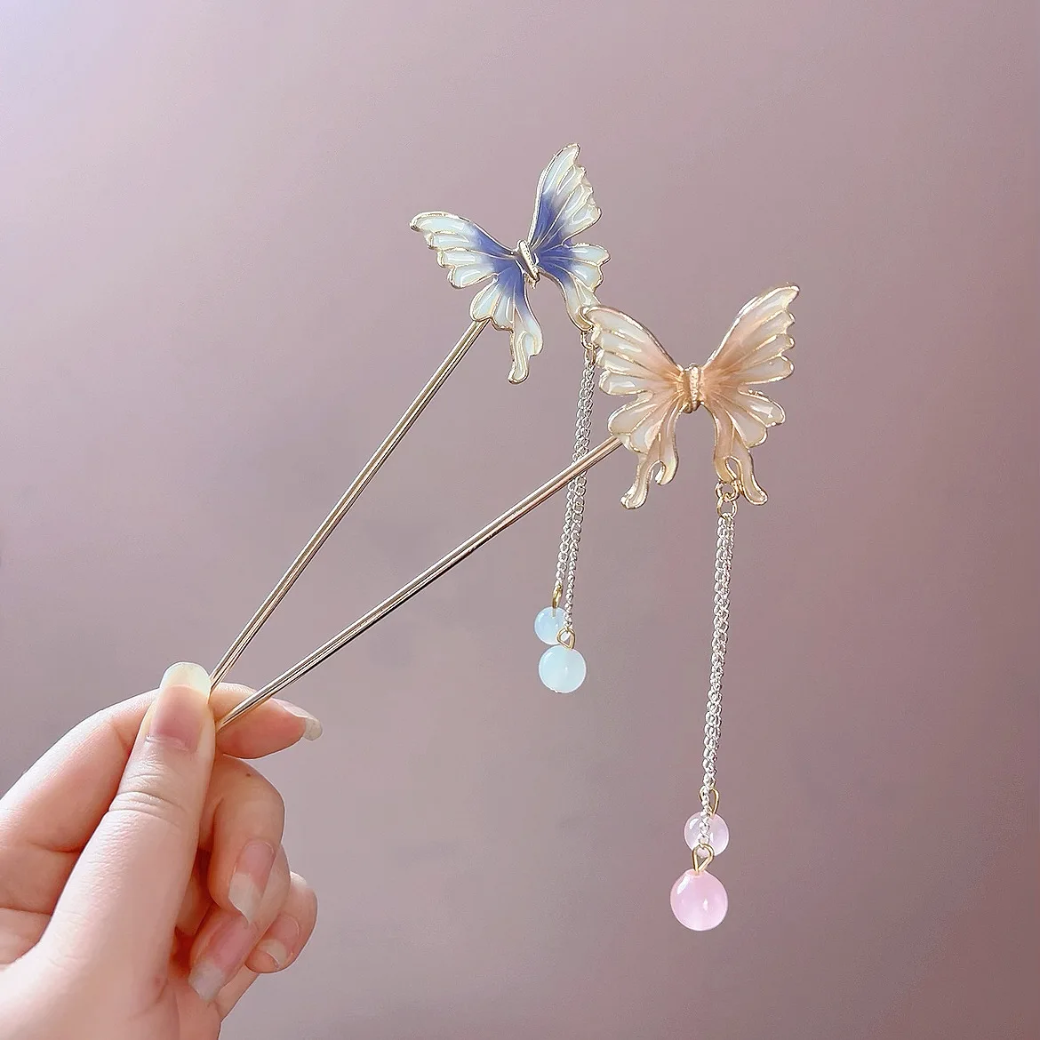 

Винтажная заколка-бабочка с кисточками в китайском стиле для прически под чхонсам, металлическая заколка-жемчужина в стиле ретро для костюма Хань, головной убор