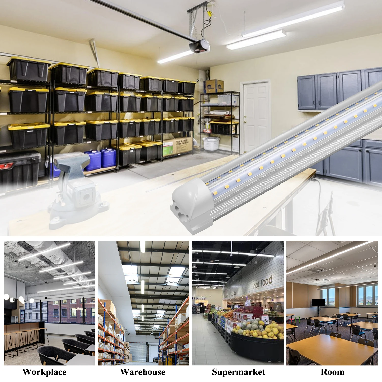 4PCS 2FT/0.6M Led Tube Light T8 24W 6000K AC85-265V LED Light Fixture Ceiling Utility Shop Lamp Workbench Warehouse Lighting