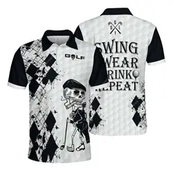 Jumeast Golf Polo Shirts Swing Swear Look For Ball Repeat Skull Men White Mesh T Shirt At My Putt Sport Tops Clothing Apparel