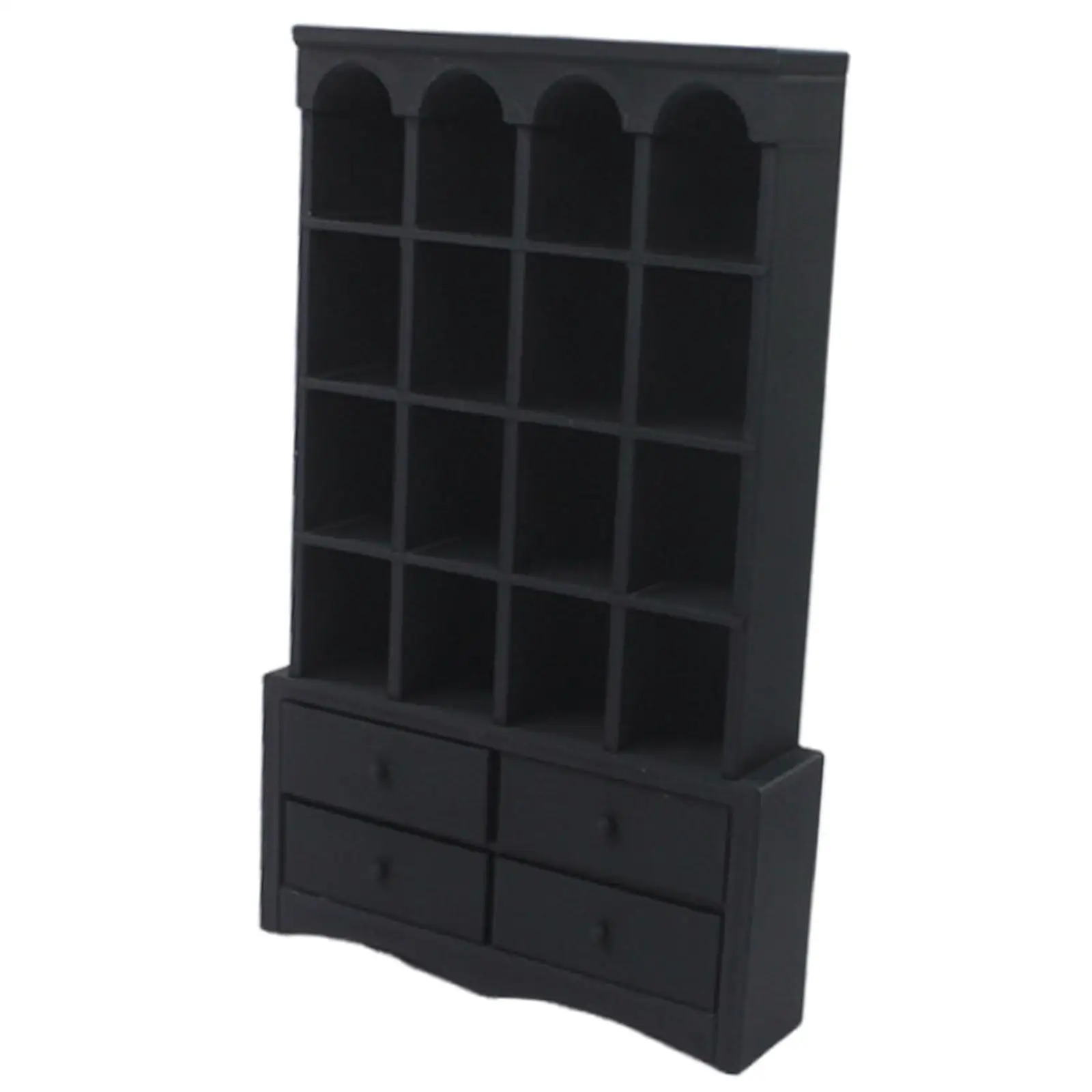 Dollhouse Book Shelf Mini Storage Hutch Decorative Collection Accessories Pretend Play Toy DIY Furniture Cupboard for 1:12