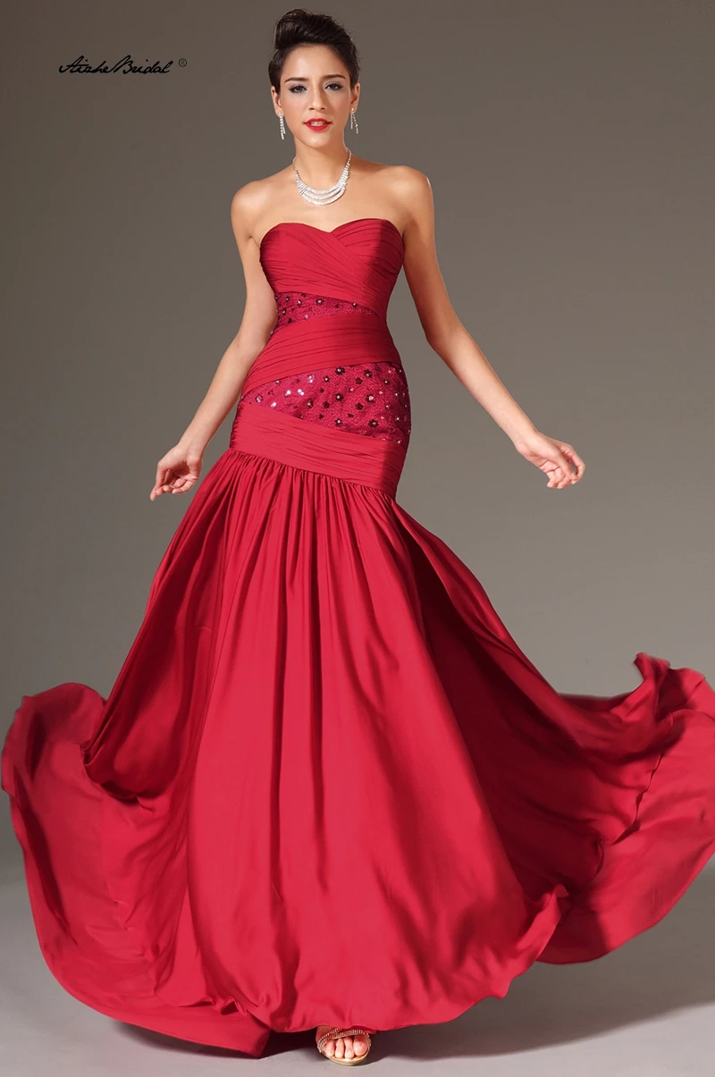 

Sleeveless Evening Gown Mermaid Sweep Train Dress Dubai Couture Beaded Red Capret Gown Robe Long Prom Dresses