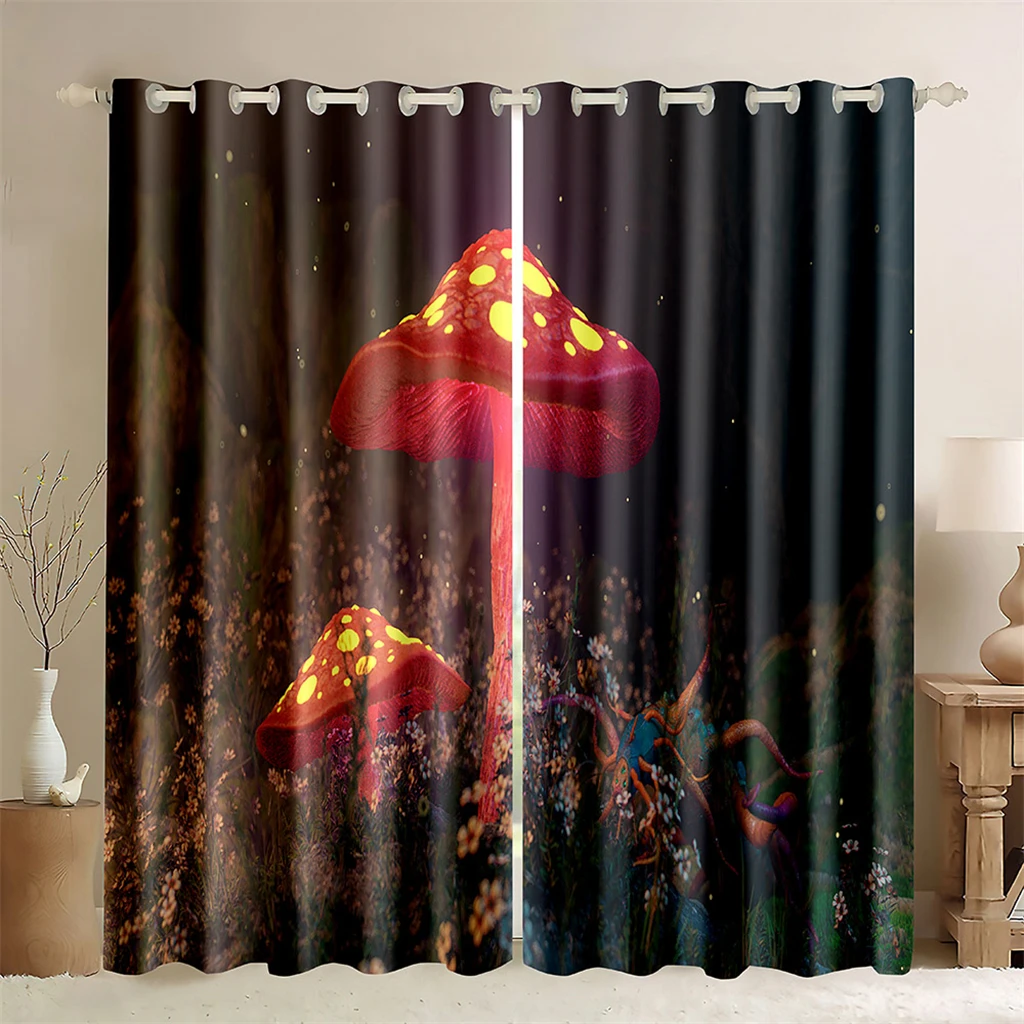 Starlight Dazzle Mushroom Curtain Novel Peculiar 2 Panel Living Room Bedroom Kitchen Balcony Window Decoration Curtain