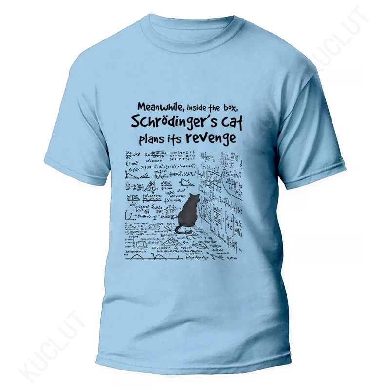 Schrödinger's Cat Men T-shirts Cat's Revenge Funny Math Formula Tshirt Male Clothes Short Sleeve Tees Fashion Graphic Y2k Tops