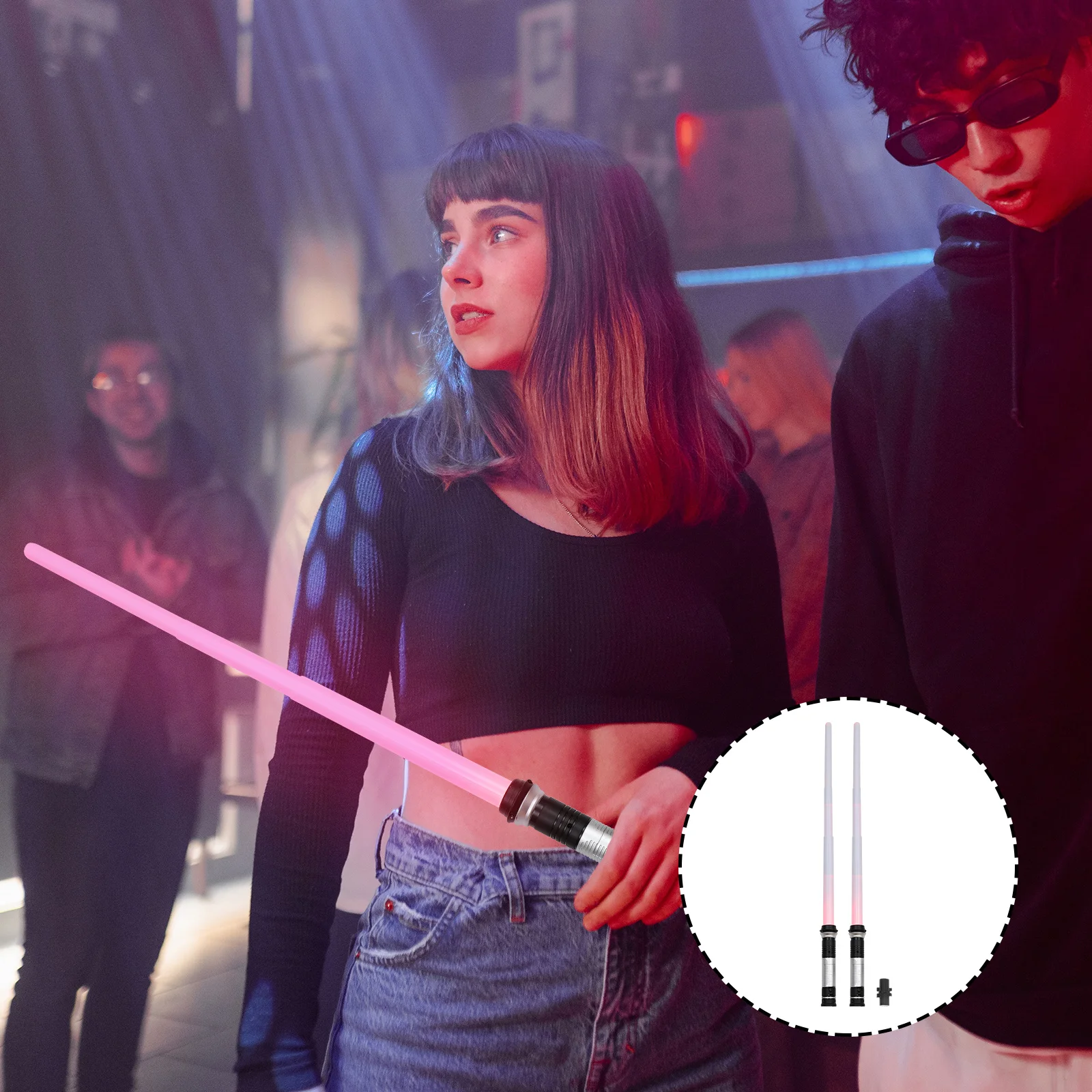 1 세트 빛나는 검 빛나는 칼 장난감 접이식 어린이 코스프레 소품 플라스틱 어린이 생일 크리스마스 파티용