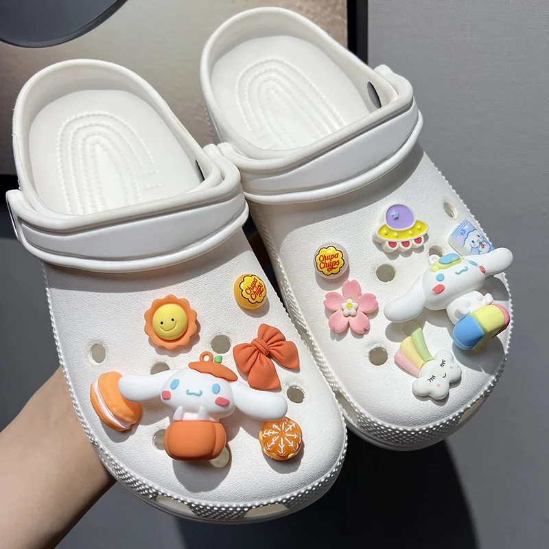 Miniso Set Cute Cartoon Sanrio 3D Big Eared Dog Charm Shoe Accessories Diy Hole Shoe Flower Detachable Shoe Buckle Party Gift image 5