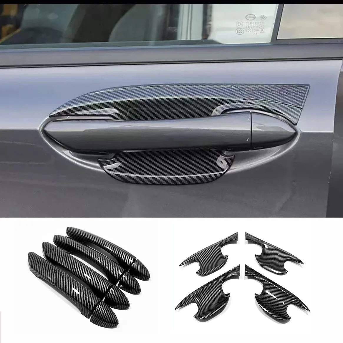 For Trumpchi GAC Empow 2022 2023 2024 Side Carbon Fiber Door Handle Bowl Cup Cover Trim Sticker Car Accessories