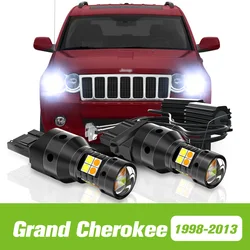 2pcs For Jeep Grand Cherokee 1998-2013 Dual Mode LED Turn Signal+Daytime Running Light DRL 2005 2006 2010 2011 2012 Accessories