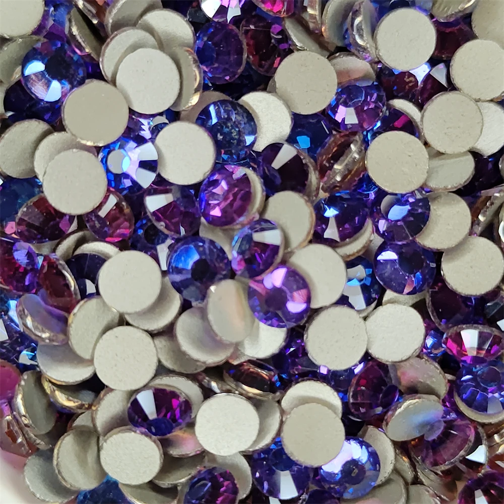 Blue Fuchsia Glass 3D Glue On Rhinestones For Nail Art Design Gems Nail Decorations Crystal Strass Stones