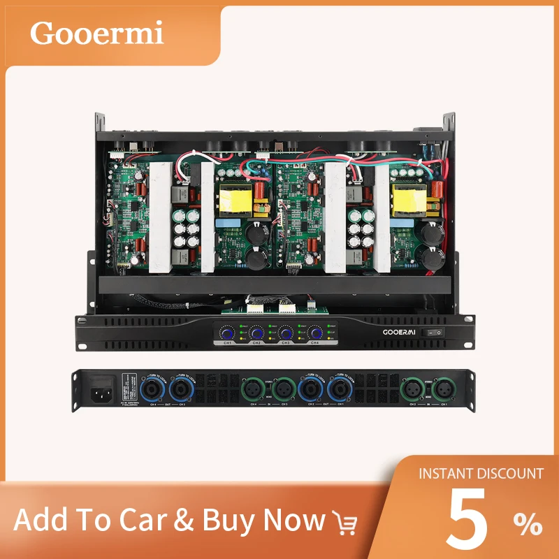 Gooermi 4 Channal Class D Digital Audio Power Amplifier Professional Speaker Amplifior DJ Subwoofer