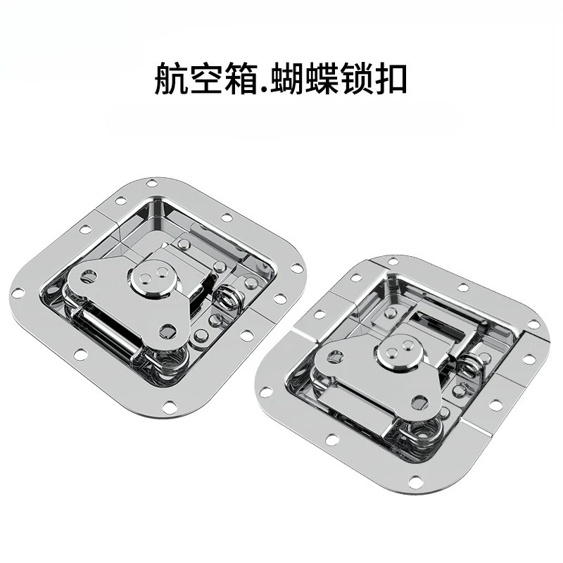 

4pcs Metal Butterfly Twist Latch 82*77mm Built-in Invisible Lock Spring Loaded Recessed Buckle Flight Box Chest Toolbox Cabinet
