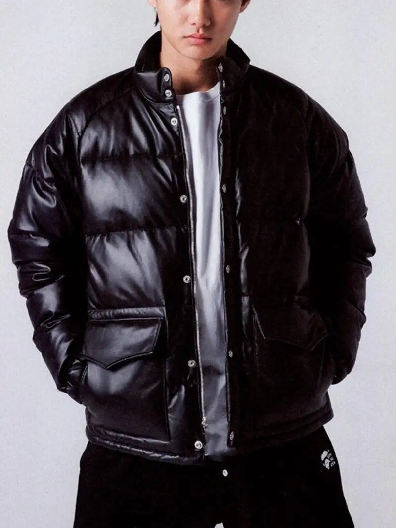 Classic Wood Village Takeda Thickened down White Duck Feather Top Layer Cowhide Bread Style Genuine Leather Jacket Winter