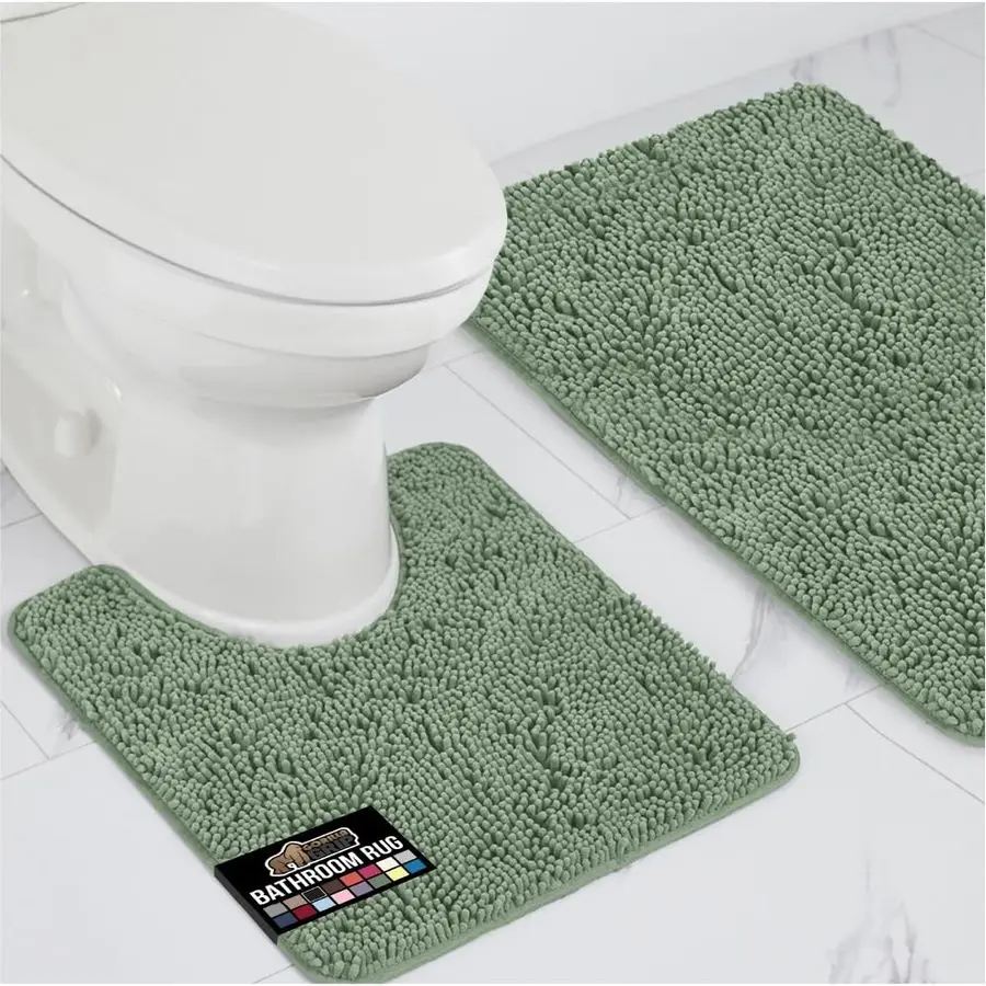 

Bathroom Rug Sets, Soft Chenille 2 Piece Area Rugs Set, Toilet Base Mat and 30x20 Carpet, Absorbent Microfiber Washable Mats Dry