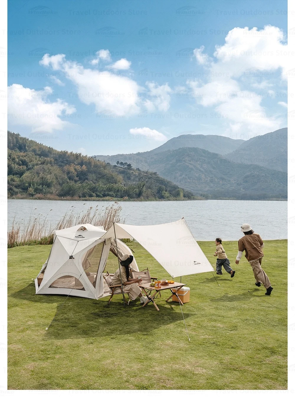Naturehike Kabi Schnellöffnungs-Zelt für 4 Personen Klasse A Babyfreundlicher Stoff Silberbeschichtet Wasserdicht für Outdoor-Familien-Camping Park – Detail 15