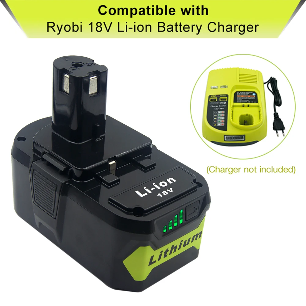 8.0/6.0Ah 18V Li-ion Rechargeable Battery for Ryobi ONE+ P108 P107 P122 P104 P105 P102 P103 P109 RB18L25 RB18L40 Cordless drills