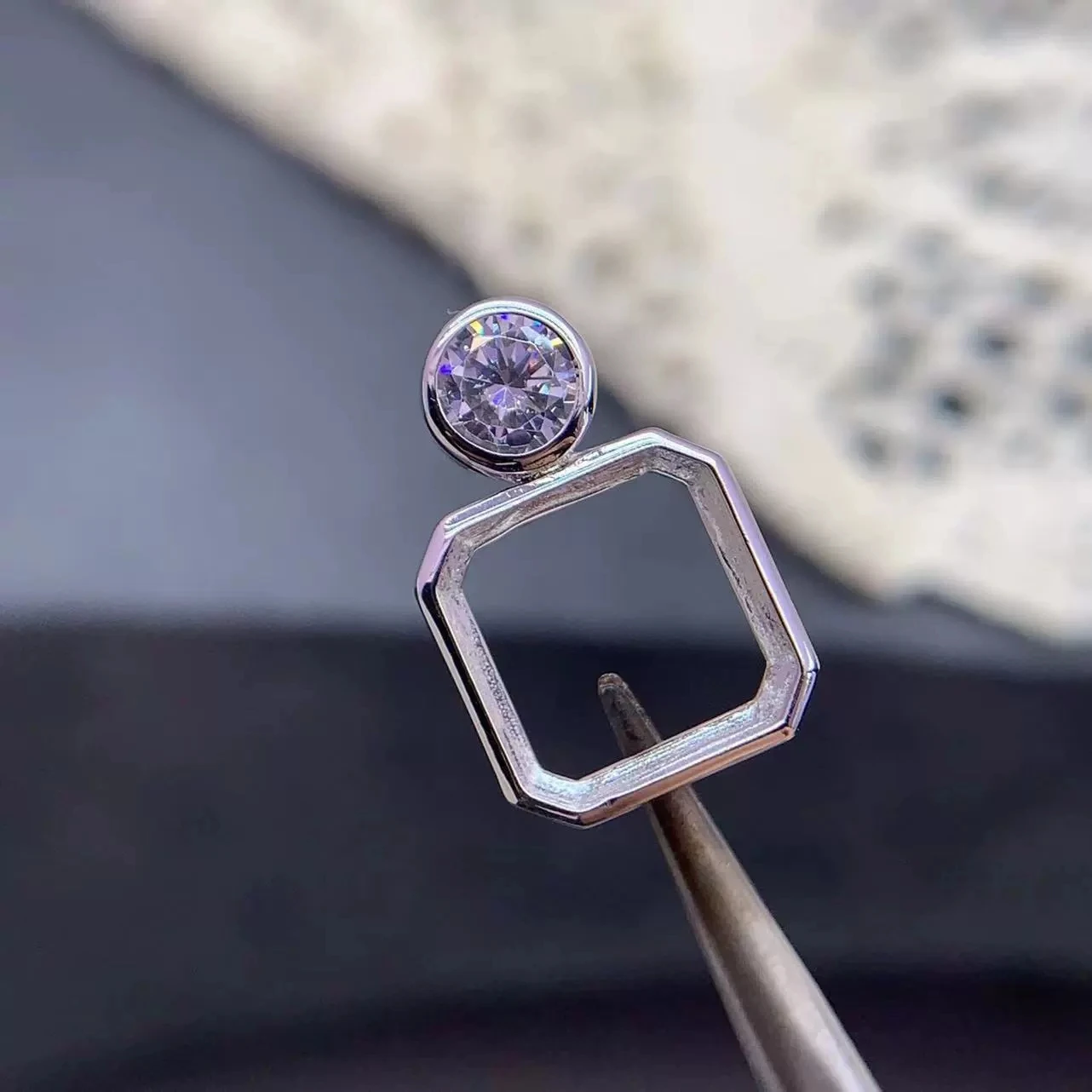 

MeiBaPJ Inlay square 10*10mm S925 Sterling Silver DIY Empty Pendant Holder for Women Fine Weddings Charm Jewelry