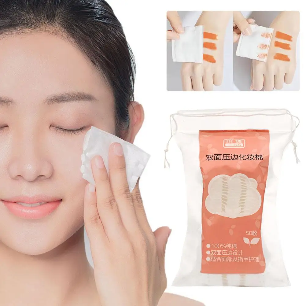 Bantalan katun tebal dua sisi, 50/100 buah handuk alat sekali pakai Remover aksesoris katun kosmetik lembut Makeup L9s9