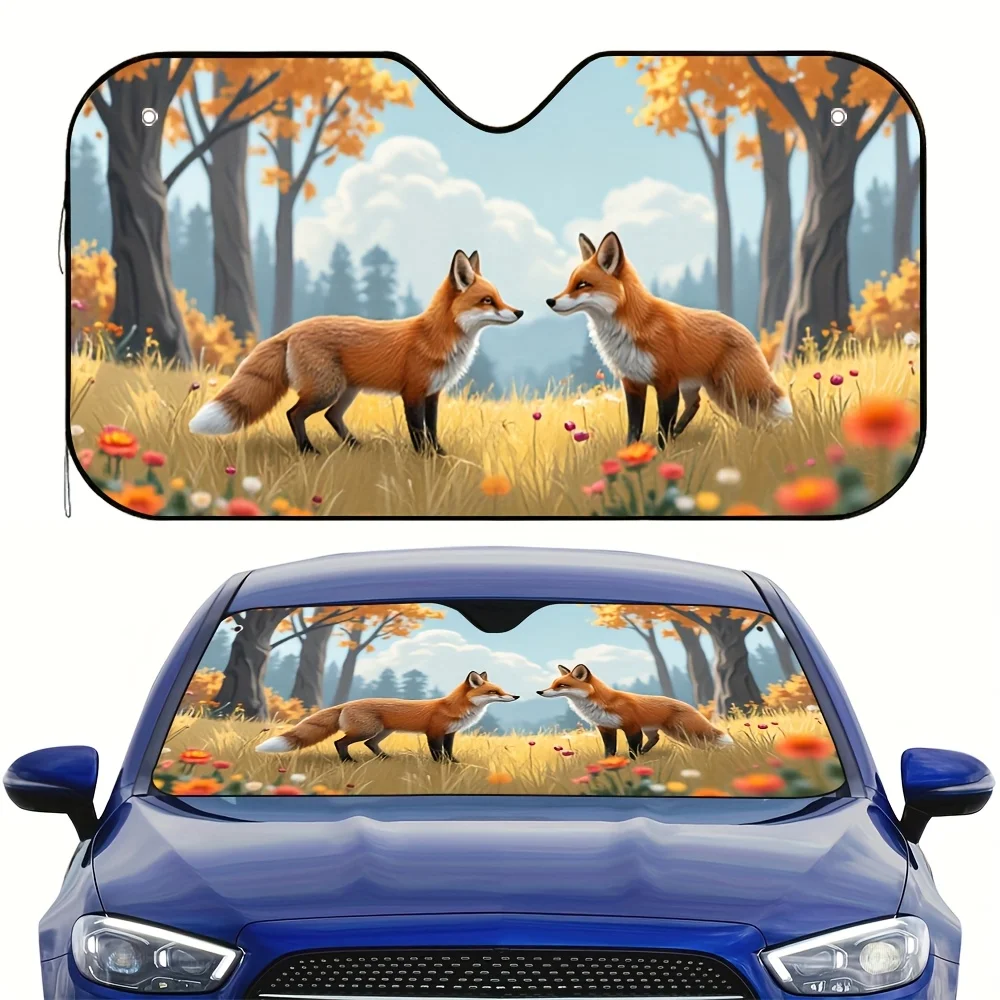 

1 шт. автомобильный солнцезащитный козырек Autumn Foxes Strooll — простая установка, повышает визуальный комфорт, подходит для различных владельцев автомобилей, яркий дизайн Fox