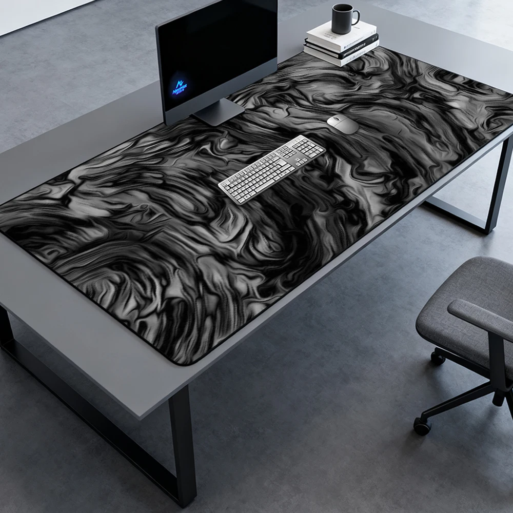 Abstract Mouse Pad 1400x600mm Rubber Mat Nonslip Extra Large Gaming Desktop 120x60cm Black Texture Flow Deskmat Mousepad Gamer