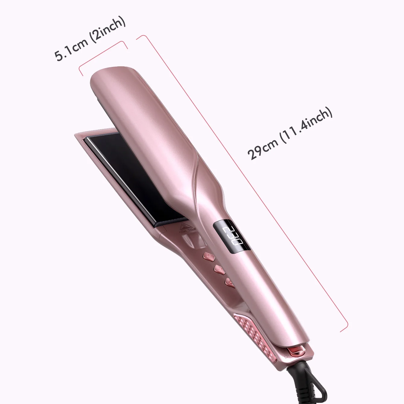 LANDOT Wide Plate Hair Straightener, Professional Ceramic Flat Iron with Ionic Frizz Control, Dual Voltage, 12 Temp Settings