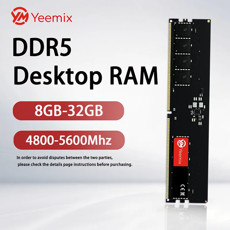 

Yeemix DDR5 8GB 16GB 32GB 4800MHz 5200MHz 5600MHz Desktop Memory Ram for gaming DIMM 1.1V