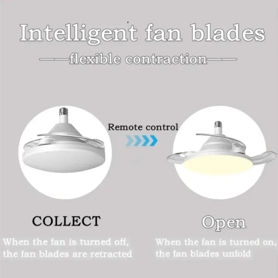 Silent Ceiling Fan Light E27 E14 B22 GU10 Base Remote Controlled Dimmable 3 Color LED Ceiling Fanlight for Living Room Bedroom image 3
