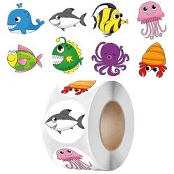 100-500pcs 1inch Cartoon Fish Dolphin Jellyfish Animal stickers for kid Teacher Reward Encourage Sticker Stationery for Children