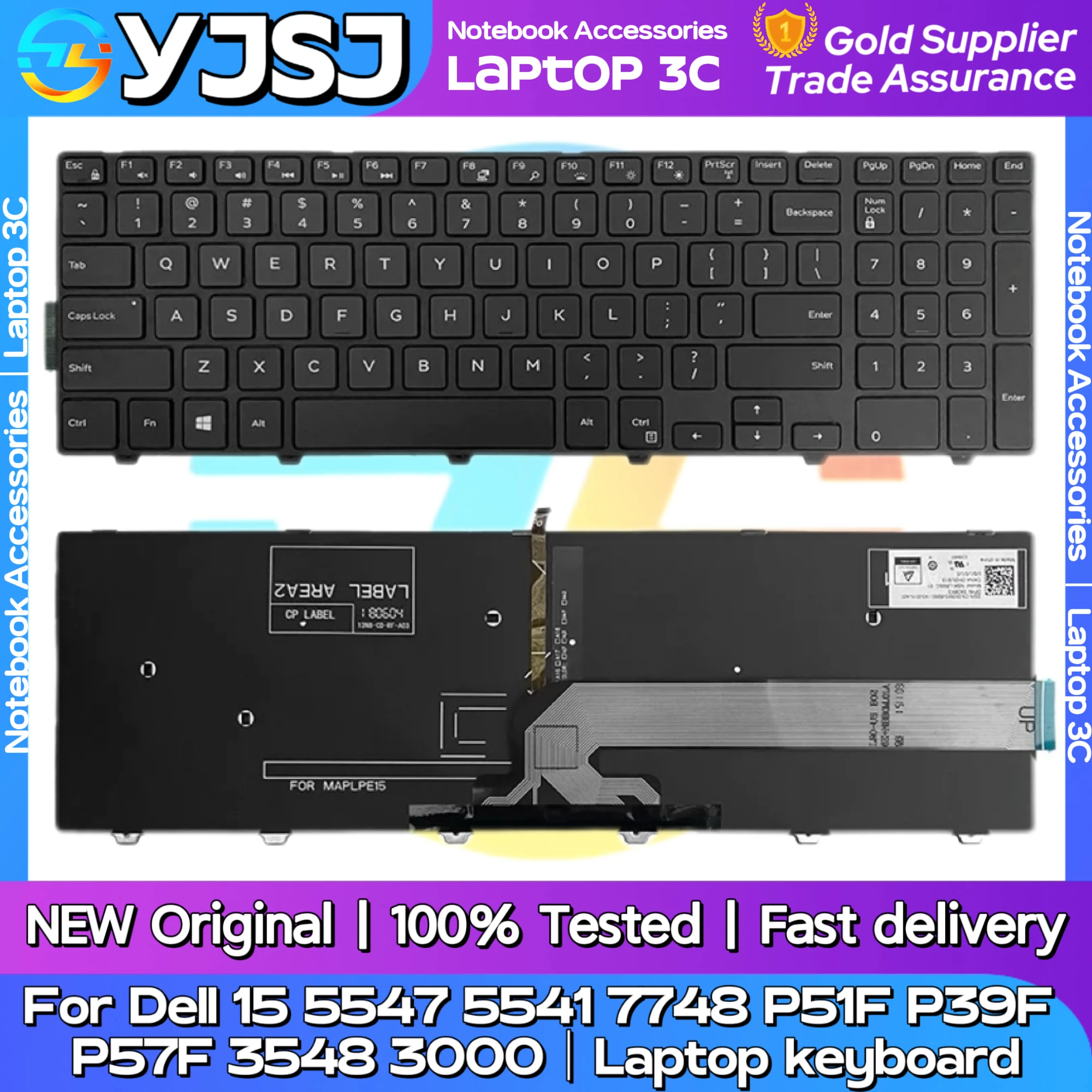 

Новая оригинальная клавиатура для ноутбука Dell 15 5547 5541 7748 P51F P39F P57F 3548 3000 США, клавиатура с подсветкой для ноутбука