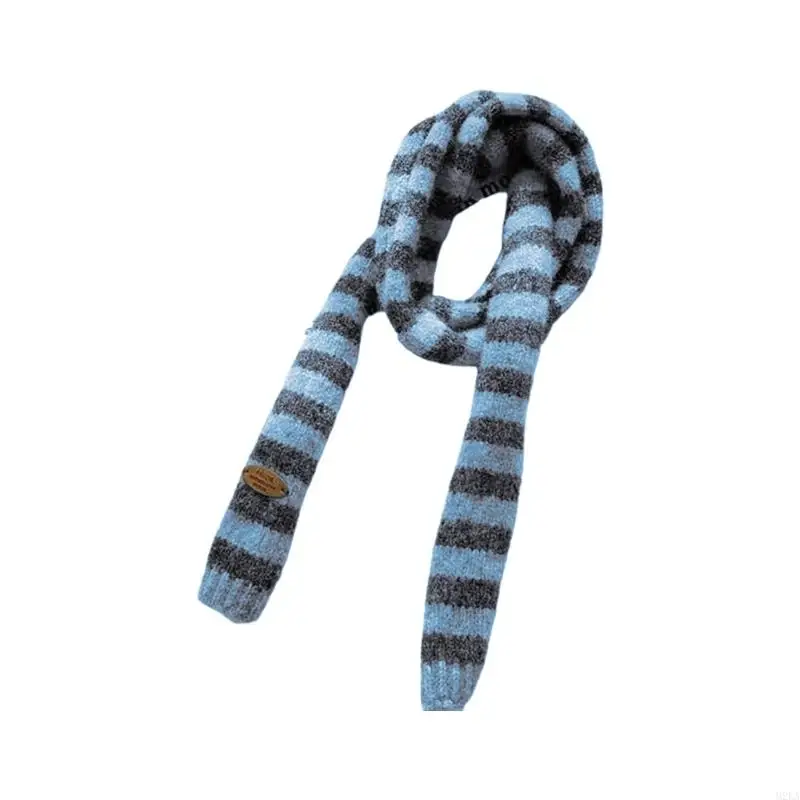 2026 New Striped Knit Scarf Unisex Winter Accessory Soft Polyester Fashionable Narrow Long Neck Scarf For Men And Women