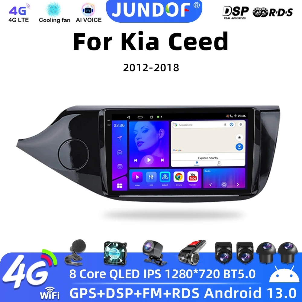 1280*720 2din 4G Android 13 Carplay Car Radio Multimidia Video Player for Kia Ceed Cee'd 2 JD 2012-2018 Navigation GPS 2 din