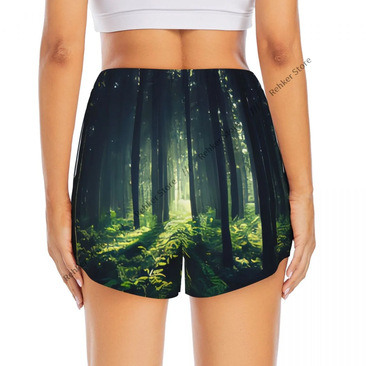 Pantaloncini da yoga da donna Foresta oscura sul sentiero Pantaloncini da allenamento Fitness ad asciugatura rapida da donna Yoga Palestra da corsa Pantaloni corti Abbigliamento sportivo