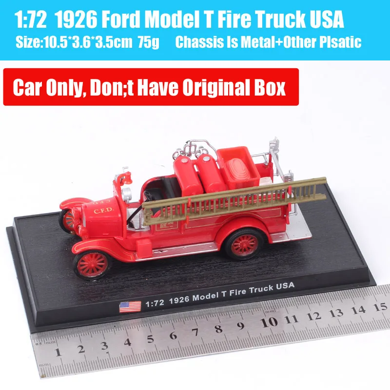 No Box 1:72 Scale Amer Small Retro 1926 Ford Model T Fire Truck Ladder CFD Chicago Car Vehicle Plastic Model Of Children\'s Toy