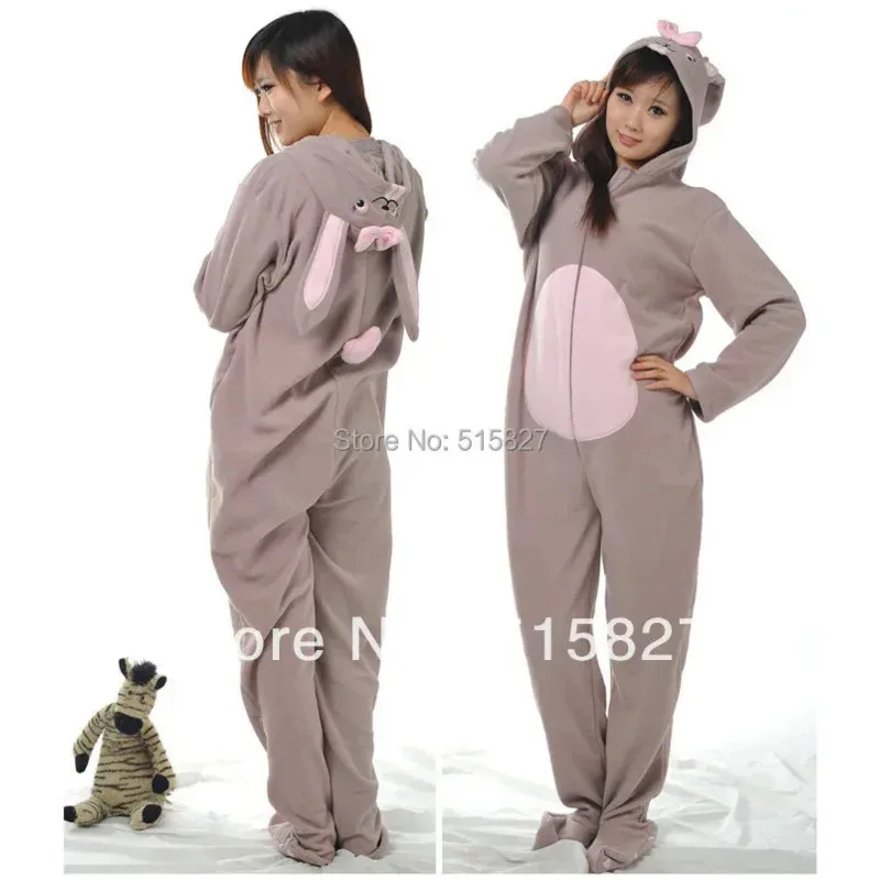 جديد الكبار للجنسين الحيوان جميل رمادي أرنب القدمين منامة ملابس النوم تأثيري ملابس خاصة