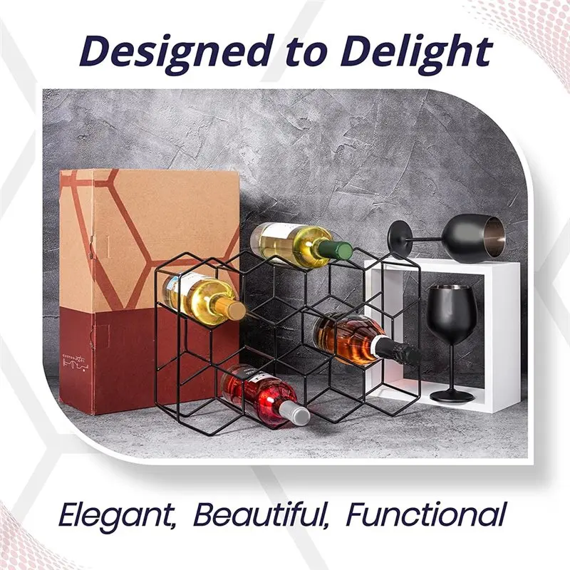 

Wine Racks Countertop Freestanding Modern Black Metal Small-3 Tier Tabletop Wine Holder Stand For Cabinet, Pantry