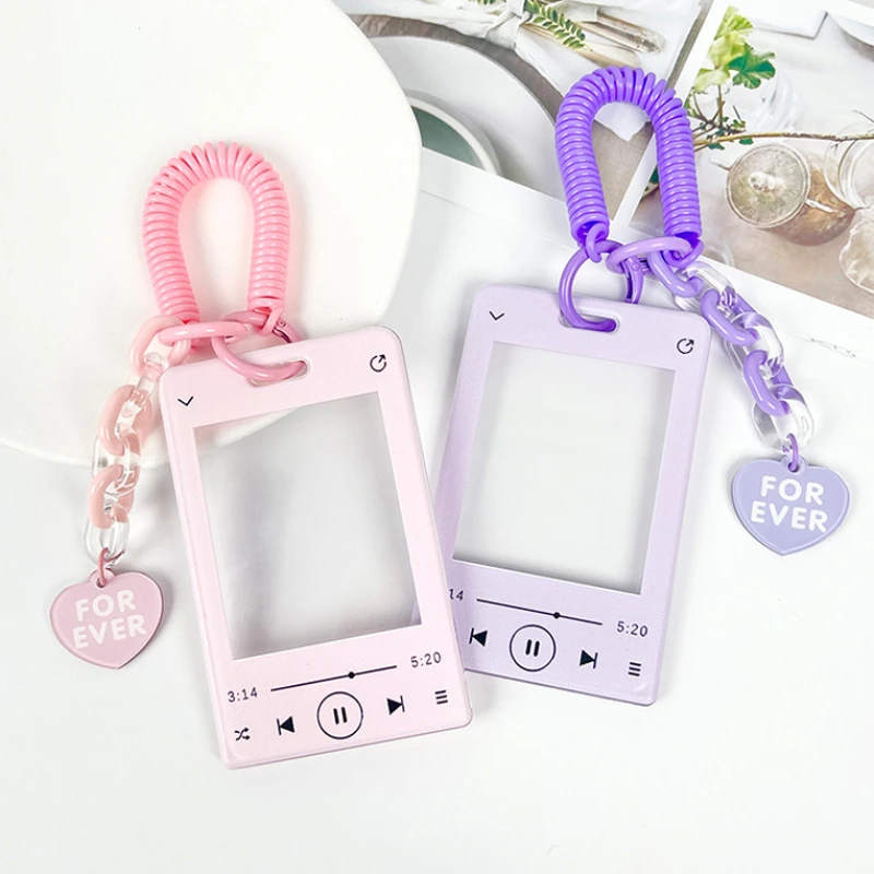 Ins Transparent Acrylic Photocard Holder Keychain Idol Photo Sleeve Credit ID Bank Card Holder Student Card Case Protective Case